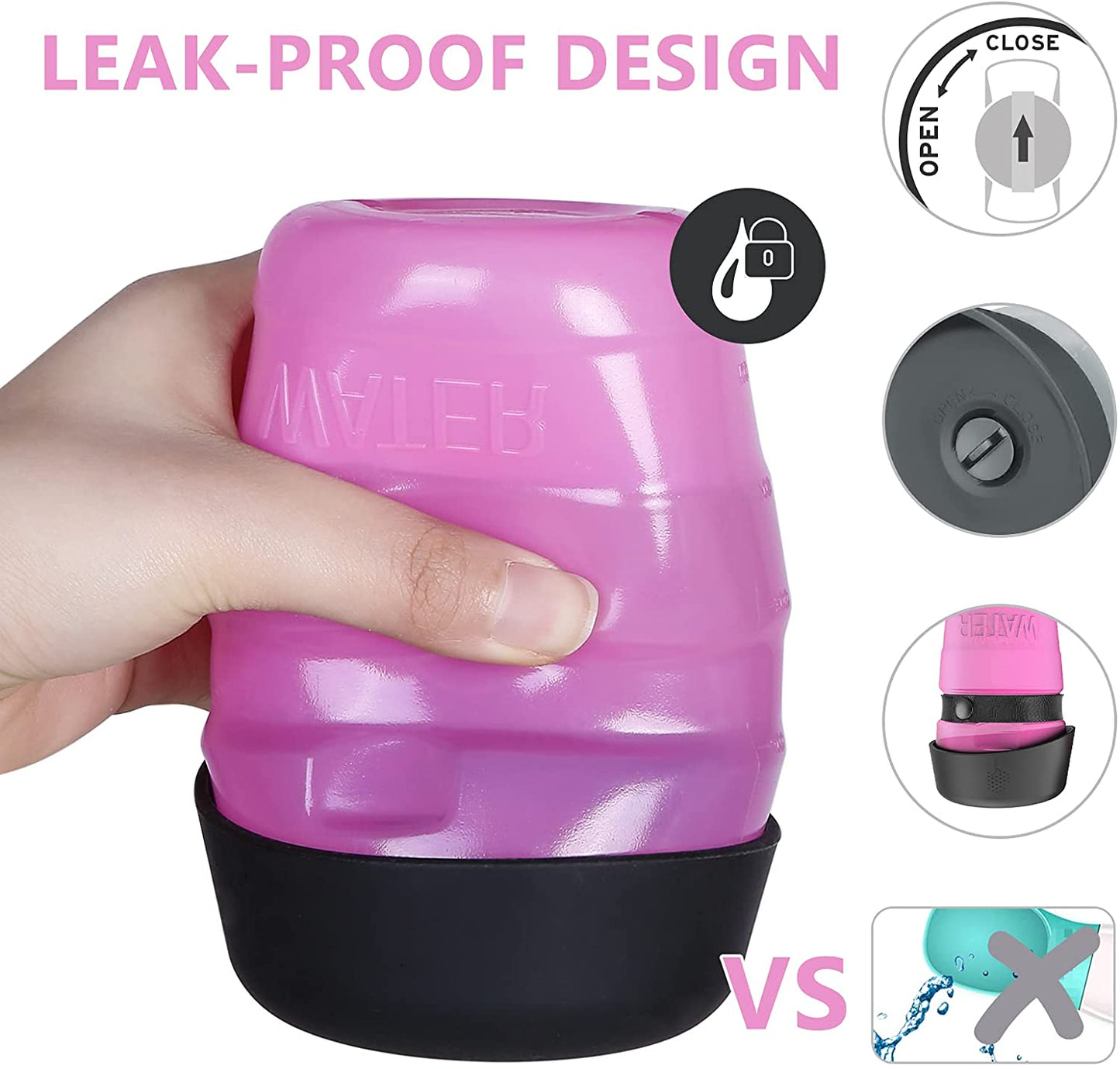 Upgraded Dog Water Bottle Foldable,Portable Dog Water Dispenser,Leak Proof Pet Water Bottle for Dogs,Dog Travel Water Bottle for Outdoor Walking,Hiking,Travel,Bpa Free,Lightweight