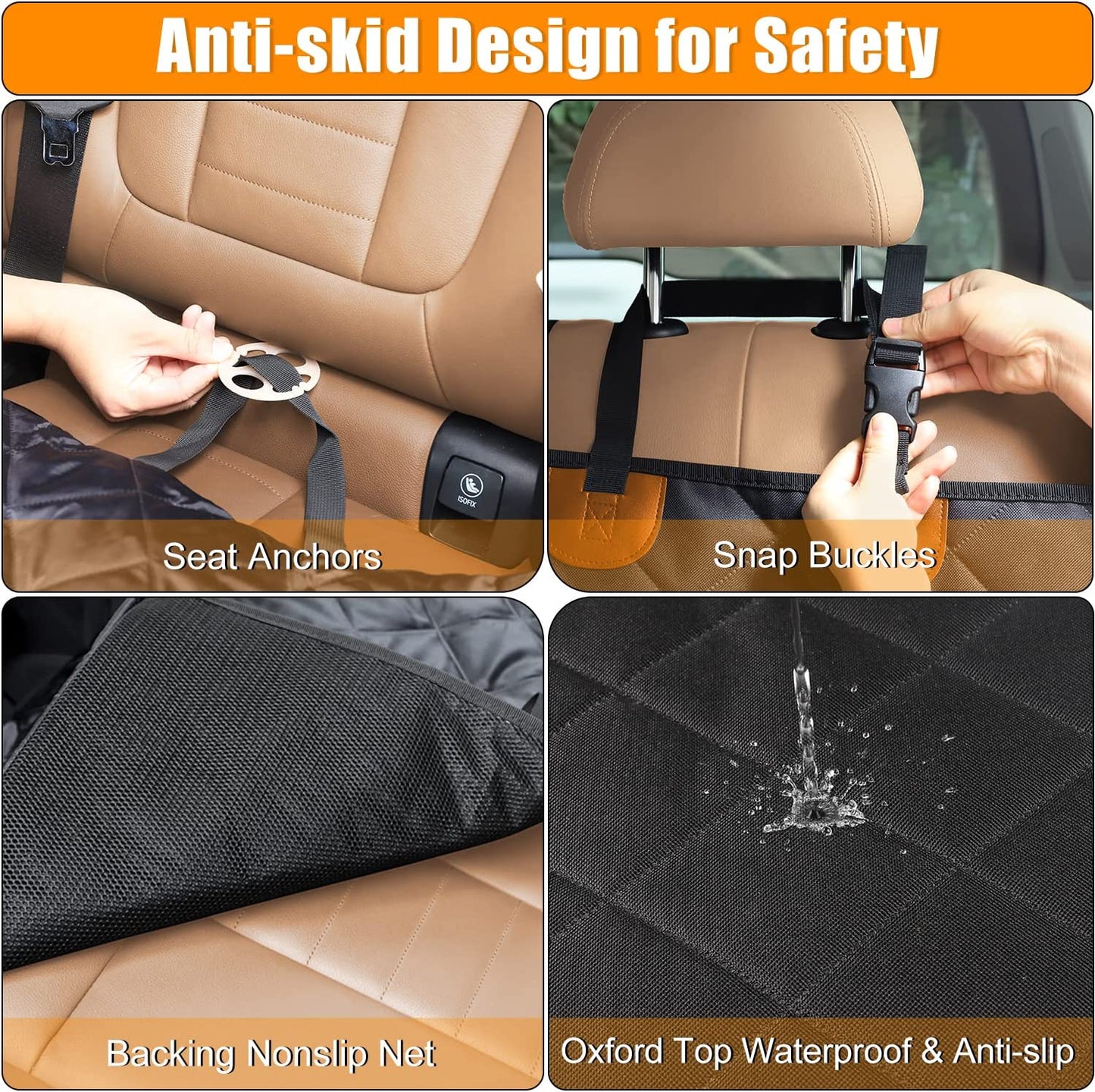 Upgraded Dog Car Seat Cover Pet Seat Covers for Back Seat, Scratch Proof & Nonslip Backing & Hammock, 600D Heavy Duty Dog Seat Cover for Cars, Trucks and Suvs