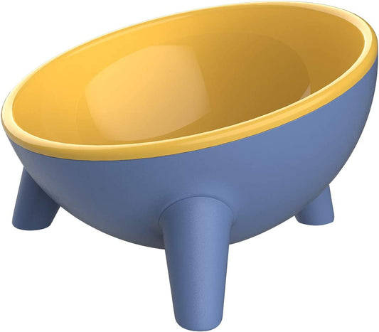 Cat and Dog Bowls, 15°Tilted Pet Bowls, Stable Stand Multi-Purpose 15 Oz Large Capacity Wide Pet Dish, Shallow Feeder Bowls Pet Water Bowl for Small Dogs and Cat(Yellow)