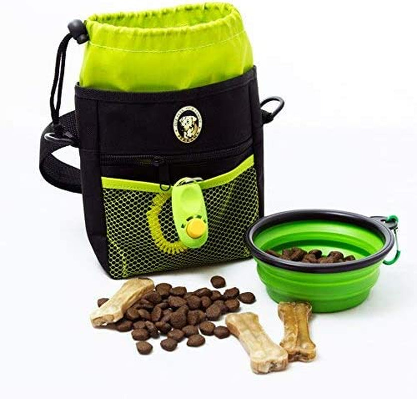 Dog Treat Bag, Training Pouch with Clicker and Collapsible Food Bowl BPA Free 