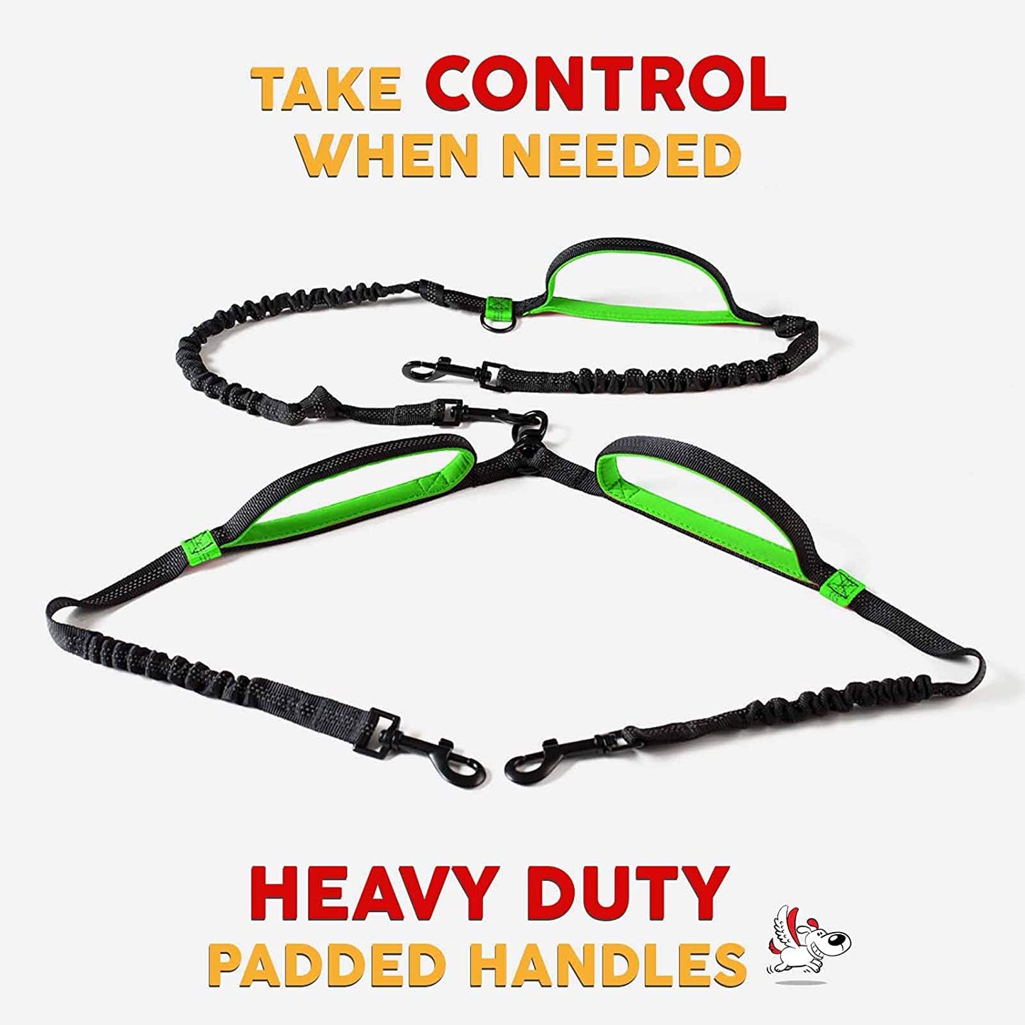 Double Dog Leash Hands-Free |360°Swivel 2 Dog Coupler | No Pull Two Dog Leash