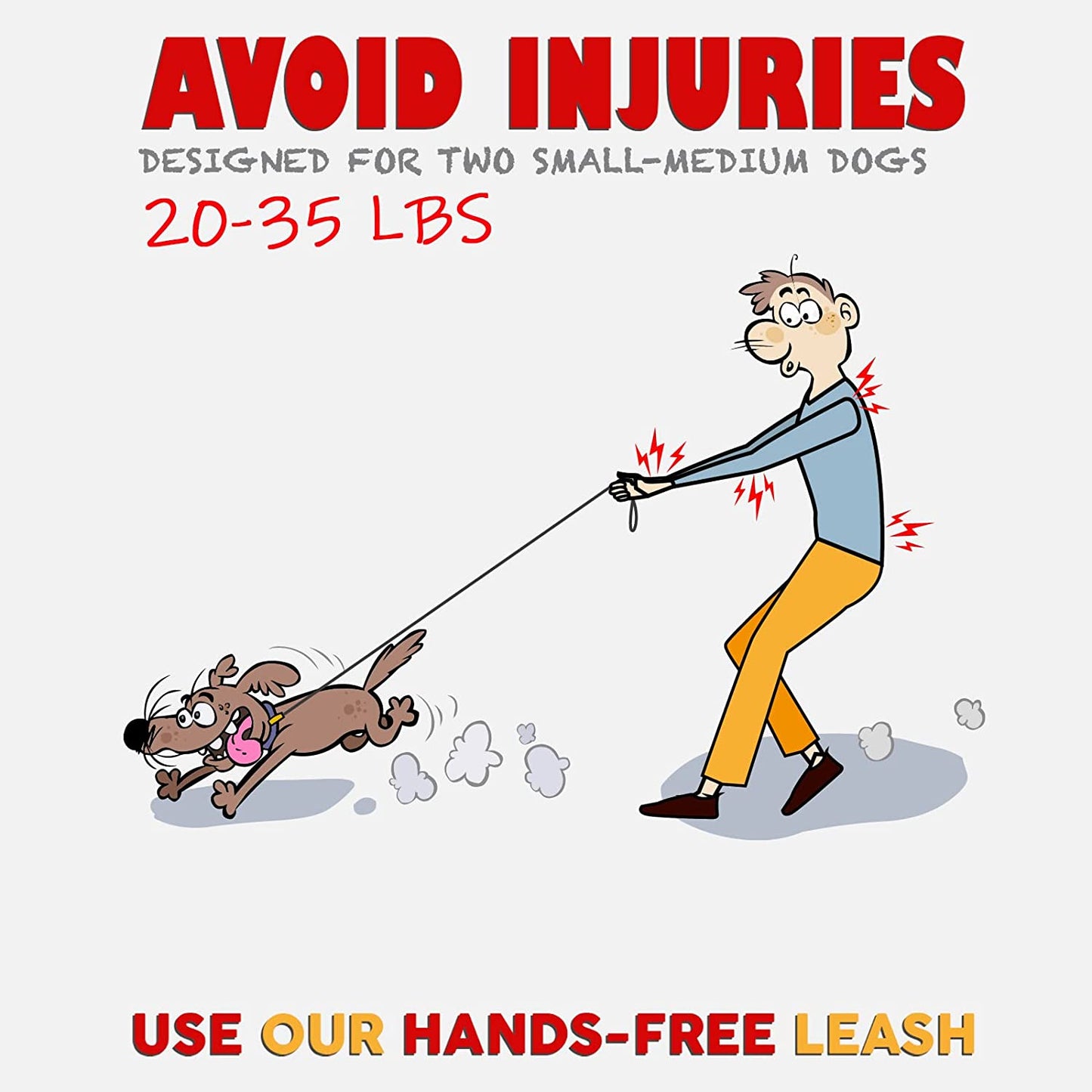 Double Dog Leash Hands-Free | 360°Swivel 2 Dog Coupler | No Pull Two Dog Leash