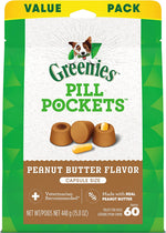 GREENIES PILL POCKETS for Dogs Capsule Size Natural Soft Dog Treats with Real Peanut Butter (60 Treats)