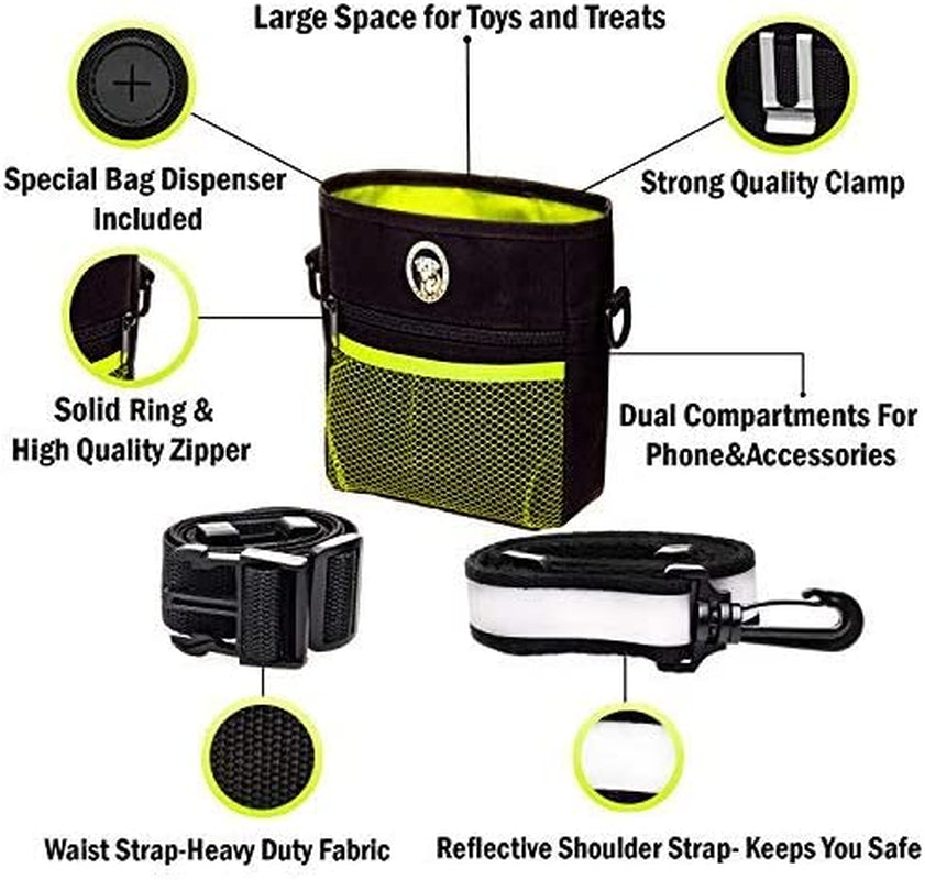 Dog Treat Bag, Training Pouch with Clicker and Collapsible Food Bowl BPA Free 