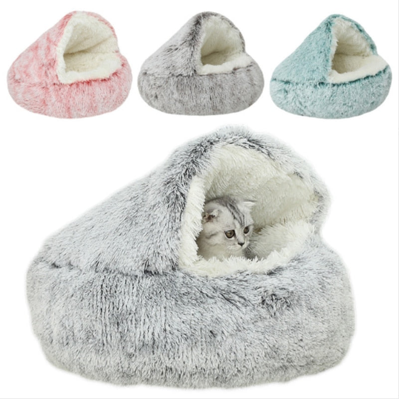 Winter Plush Pet Cat Bed