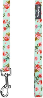 Durable Spring Scent Inspired Floral Rose Print Turquoise Dog Leash 5 Ft X 5/8", Small