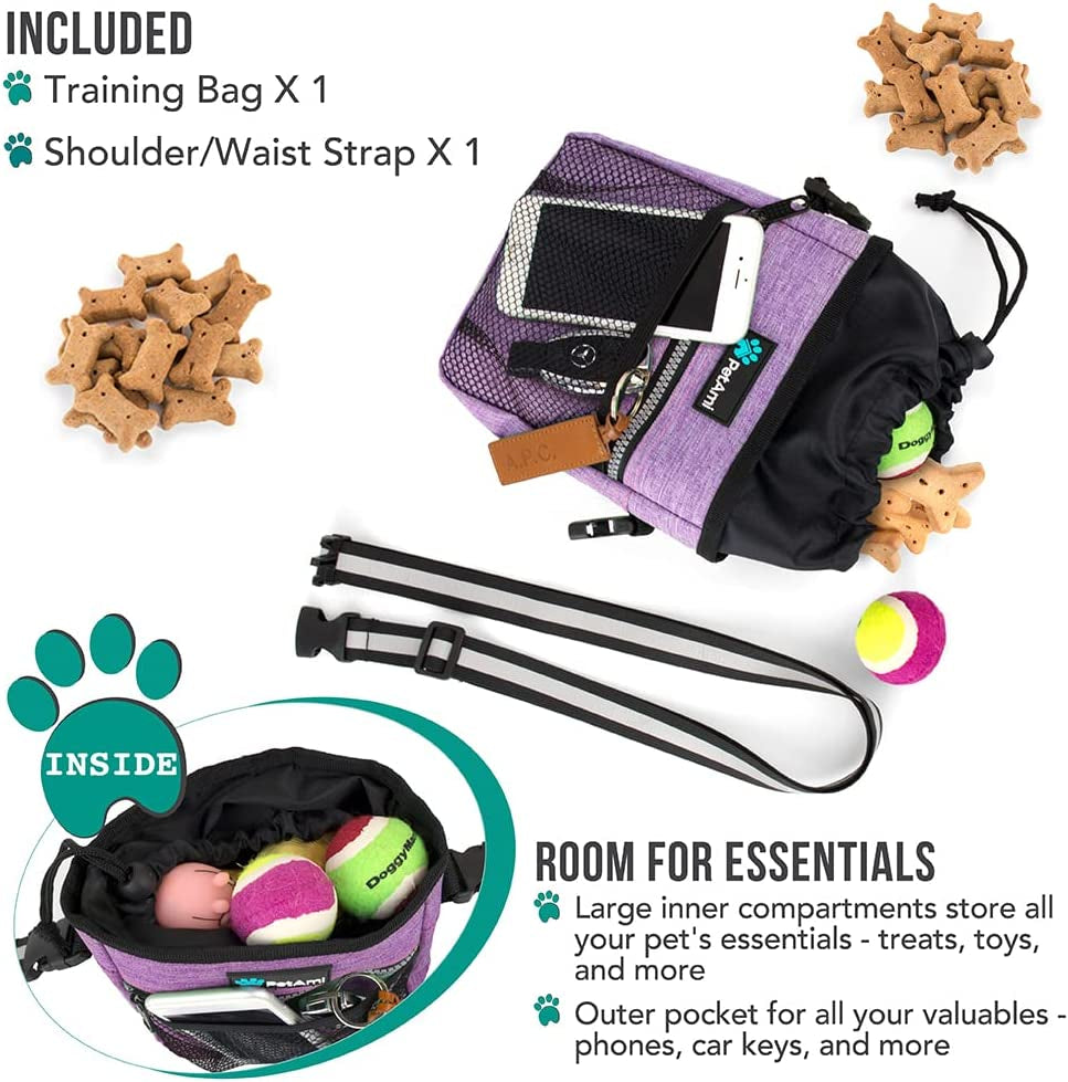 Dog Training Pouch Bag with Waist Shoulder Strap, Poop Bag Dispenser 