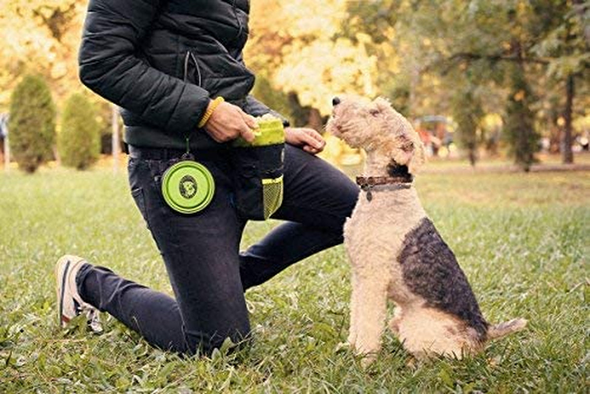 Dog Treat Bag, Training Pouch with Clicker and Collapsible Food Bowl BPA Free 