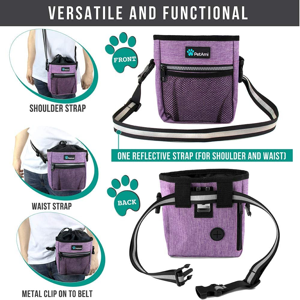 Dog Training Pouch Bag with Waist Shoulder Strap, Poop Bag Dispenser 